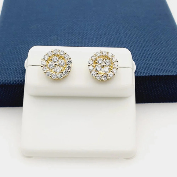 "14K Gold Plated Cubic Zircon Earrings, INUS1BR103 - Picture 2 of 9
